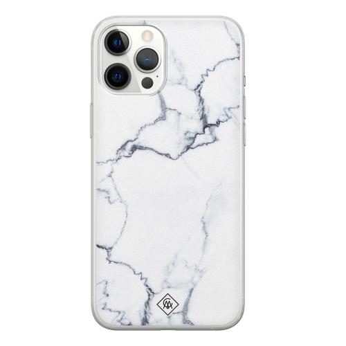 iPhone 12 Pro Max siliconen hoesje - Marmer grijs