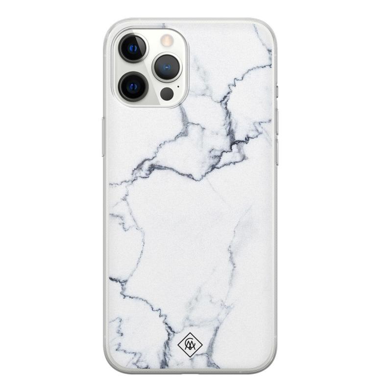 iPhone 12 Pro Max siliconen hoesje - Marmer grijs