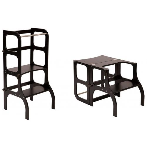 Ette Tete Leertoren Step'n Sit | Inklapbaar tot tafel en stoel | Zwart met messing