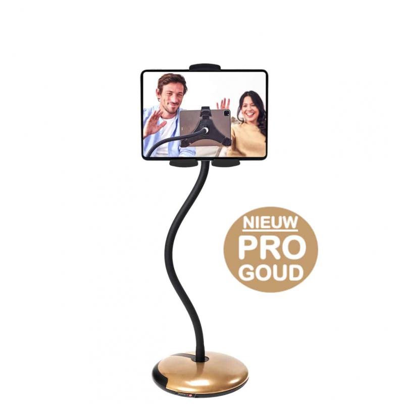 Tablet houder + Telefoonhouder PRO (2 in 1) met voet & 55 cm hals - Goud