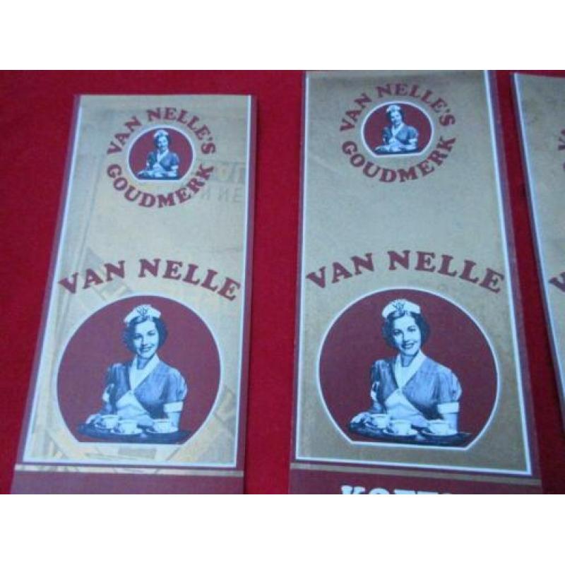 4 van Nelle koffie goudmerk labels uit ong. 1965