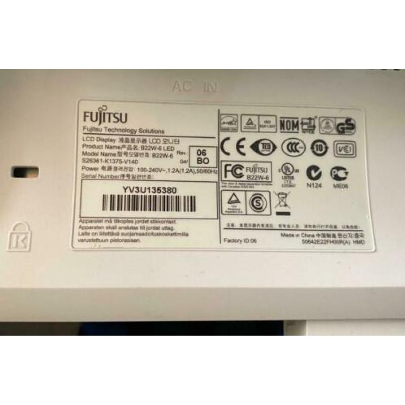 Fujitsu 22 inch LCD Monitor DVI VGA DP