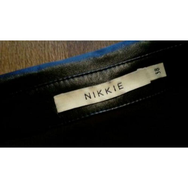Nikkie blouse 38 zwart leren boord