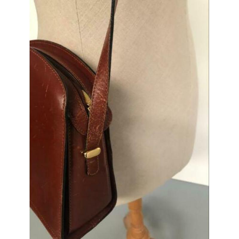 Prachtige vintage Bally tas leer cognac top cross over