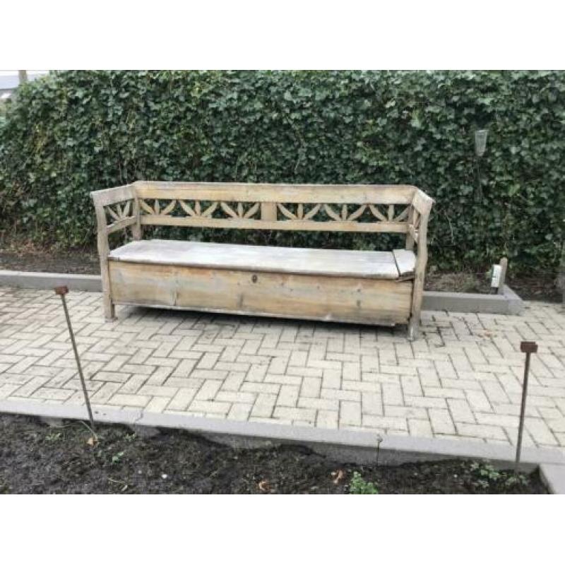 Oude kerkbank / klepbank 220 cm breed