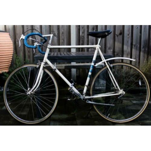 Vintage/retro wielrenfiets roomwit