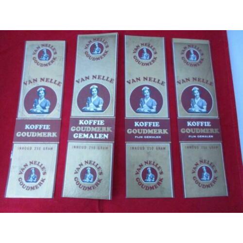 4 van Nelle koffie goudmerk labels uit ong. 1965