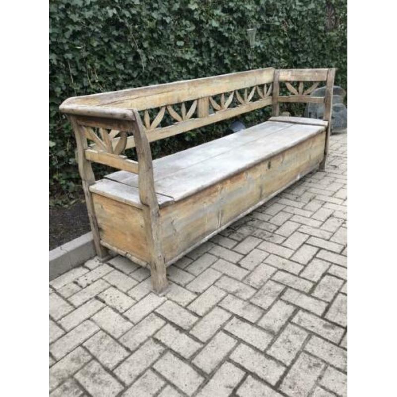 Oude kerkbank / klepbank 220 cm breed