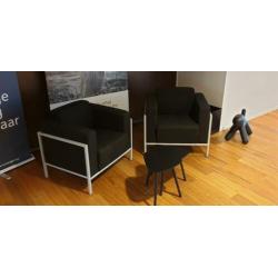 2x zwart stoffen Fauteuil