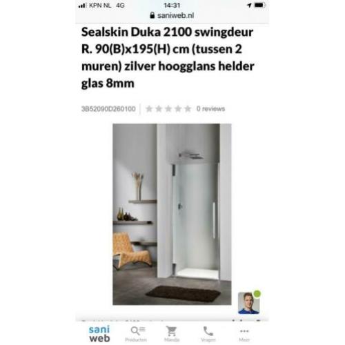 Sealskin douchedeur rechtsdraaiend