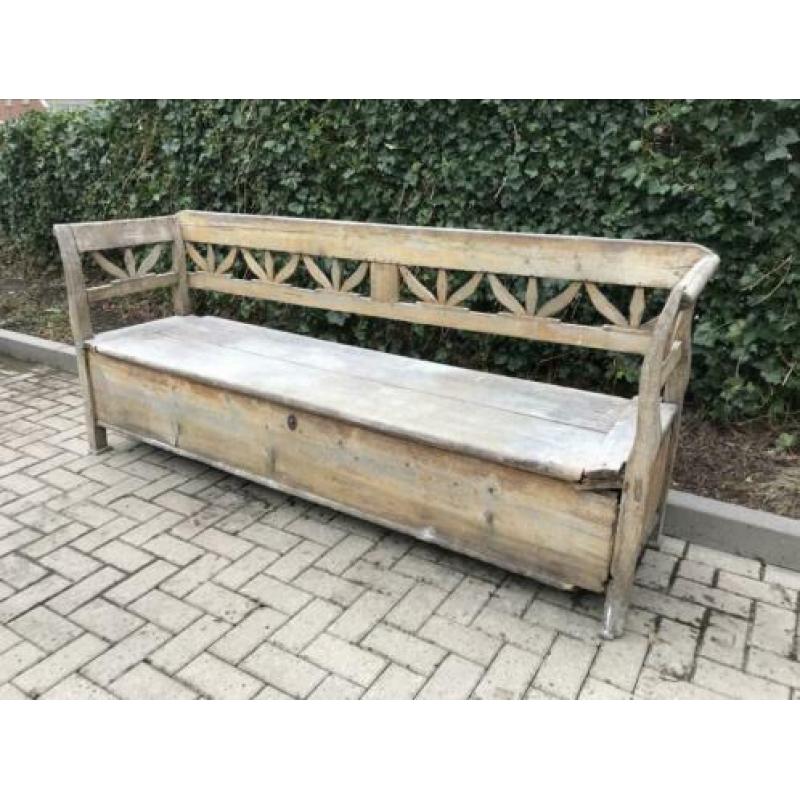 Oude kerkbank / klepbank 220 cm breed