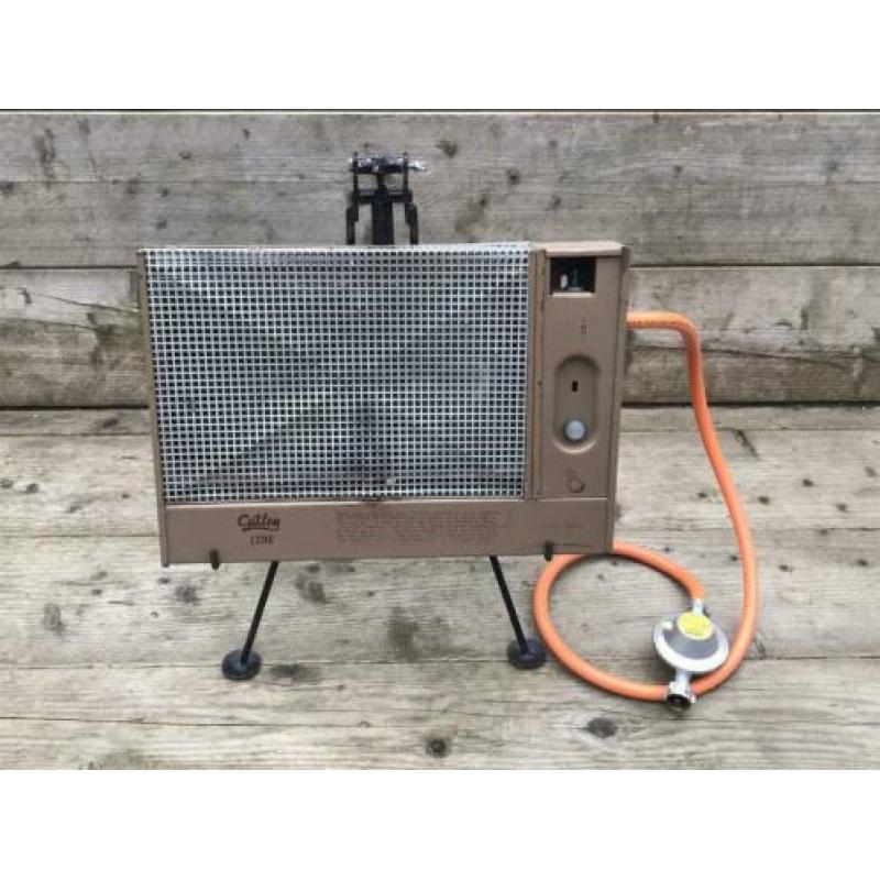 retro tentkachel propaangas met drukregelaar en slang