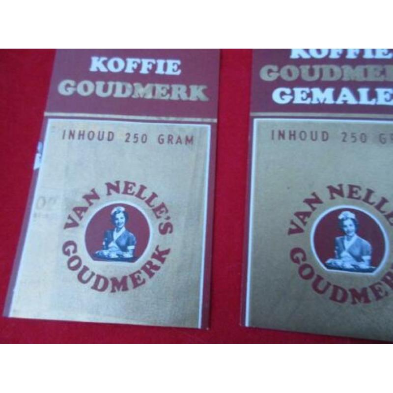 4 van Nelle koffie goudmerk labels uit ong. 1965