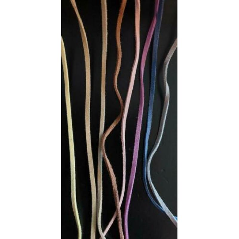 100x BLAUWE knooptouwtjes suède knutsel touw bandjes BLAUW