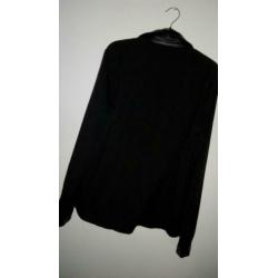 Nikkie blouse 38 zwart leren boord