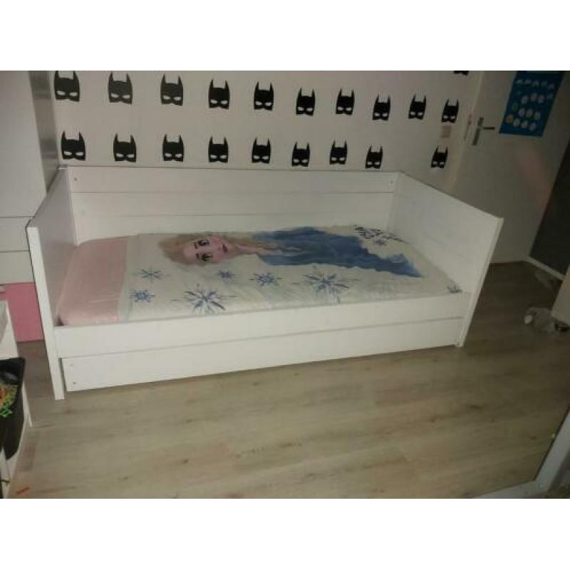 Witte Uitschuif bed | bedbank | Bed met lade incl. Matras