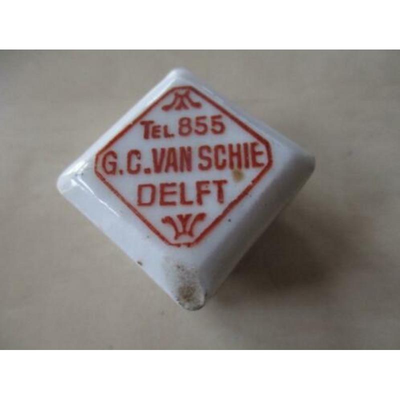 0346) originele porseleinen dop g.c. van schie delft tel 855