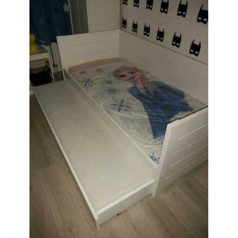 Witte Uitschuif bed | bedbank | Bed met lade incl. Matras