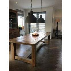 Eiken eettafel kasteeltafel 260 X 100