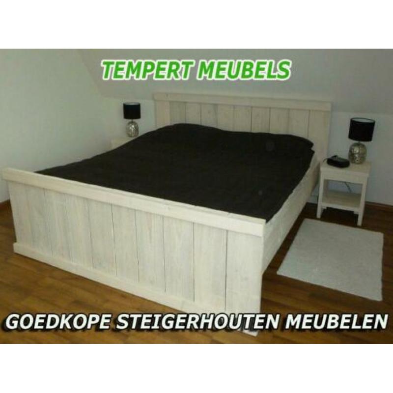 1 persoonsbed van steigerhout / Steigerhouten bed.