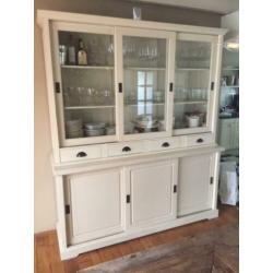 Buffetkast Sven met glas creme wit 190 breed x 220 hoog