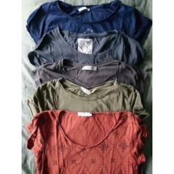 5 shirts voor een tientje, maat S/M