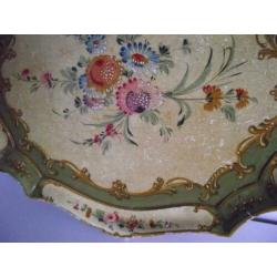 Te koop vintage houten dienblad met bloemen
