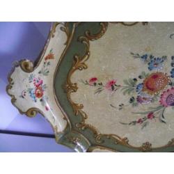Te koop vintage houten dienblad met bloemen
