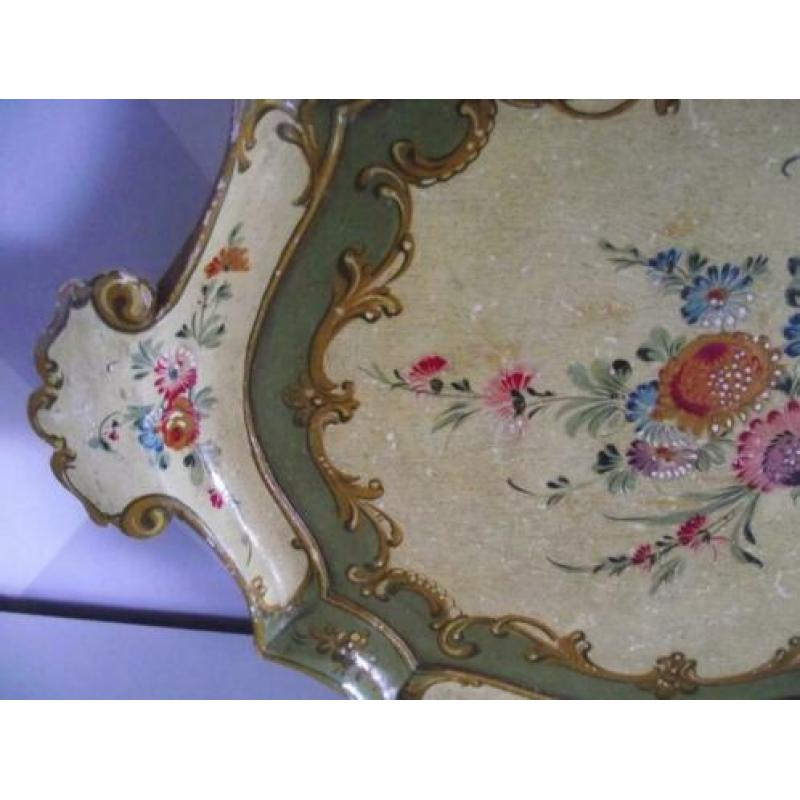 Te koop vintage houten dienblad met bloemen