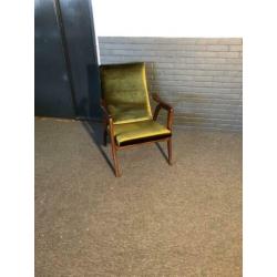Ultra mooie Vintage Deense design stoel met zwevende leuning