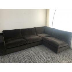Hoekbank/loungebank + hocker velours Eric Kuster Style