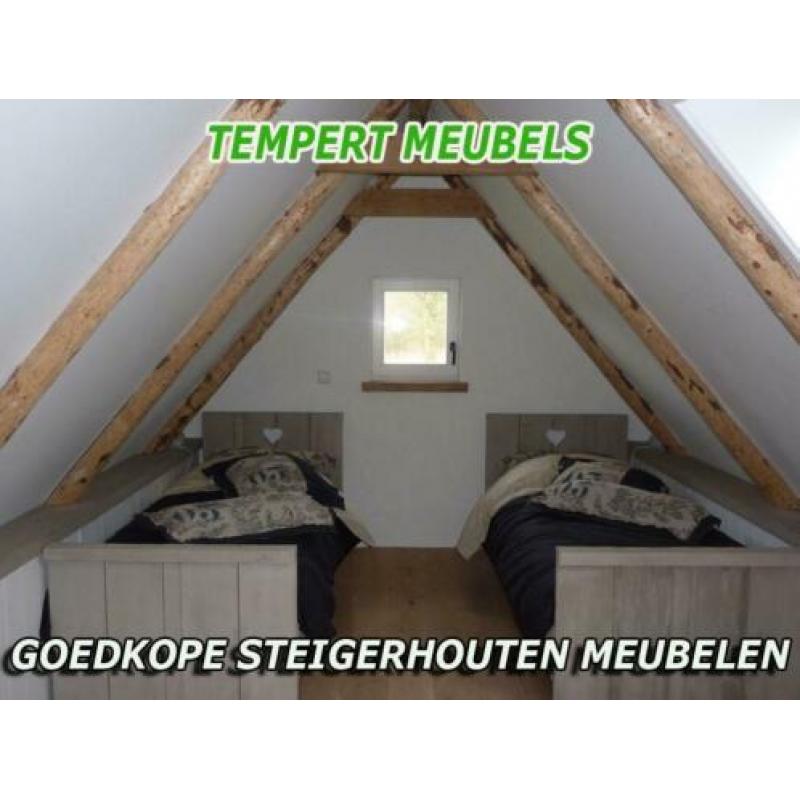 1 persoonsbed van steigerhout / Steigerhouten bed.
