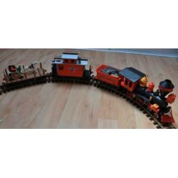 Oude Playmobil Trein 4034 met Poppetjes, Rails en Trafo