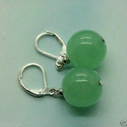 oorbellen met groene jade edelsteen en zilver,12mm