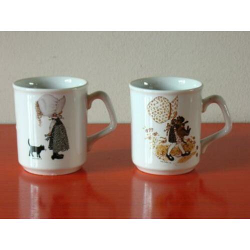 Set van 2 retro vintage TAMS England Holly Hobbie mokken