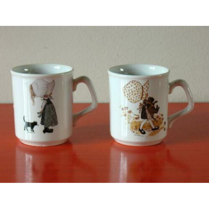 Set van 2 retro vintage TAMS England Holly Hobbie mokken