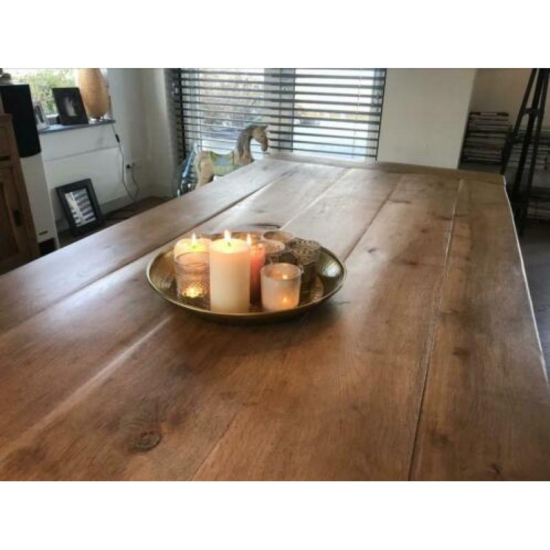 Eiken eettafel kasteeltafel 260 X 100