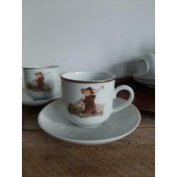 Vintage kinderserviesje / servies 7-delig, mooie afbeelding