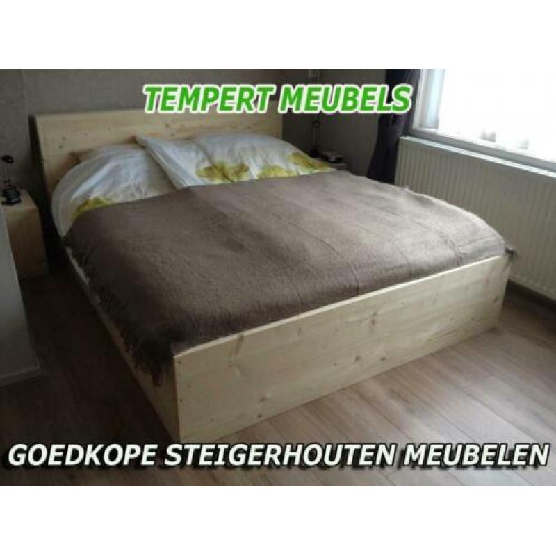 1 persoonsbed van steigerhout / Steigerhouten bed.