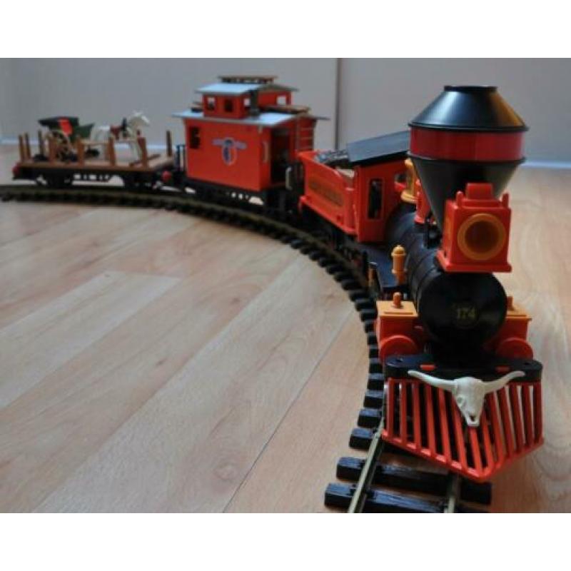 Oude Playmobil Trein 4034 met Poppetjes, Rails en Trafo