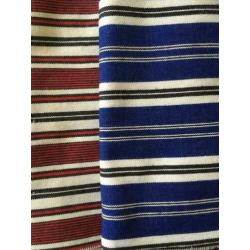 2 x gestreepte folklore- / klederdrachtstof in blauw en rood