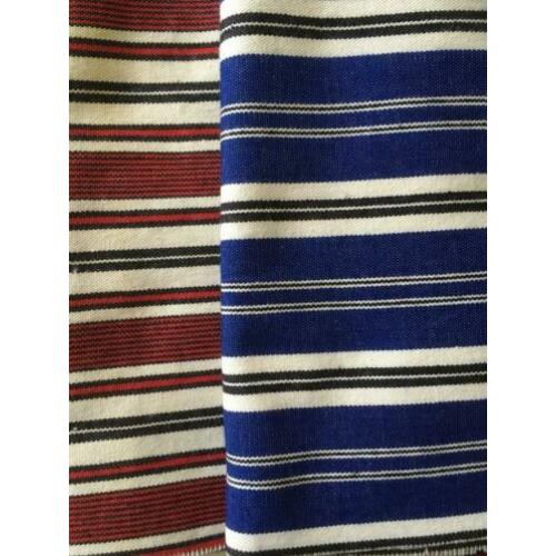 2 x gestreepte folklore- / klederdrachtstof in blauw en rood