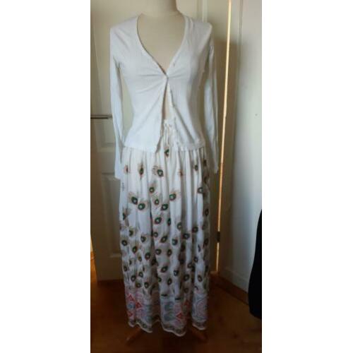 Prachtige lange rok met pauwen print maat 36/38