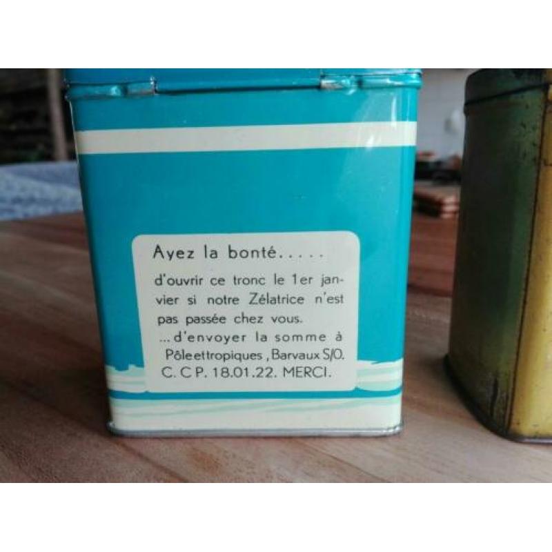 Missie blikjes / busjes , spaarpotjes.