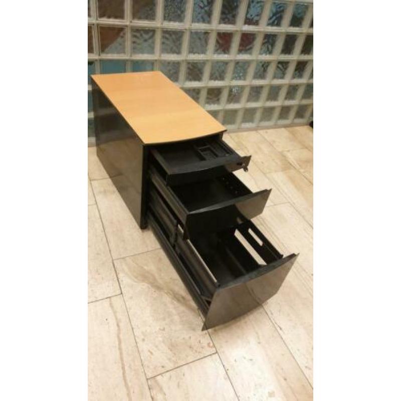 ladeblok zwart metallic 3 lades met topblad