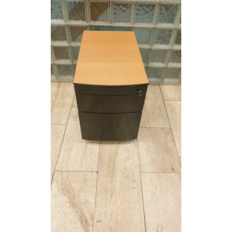 ladeblok zwart metallic 3 lades met topblad