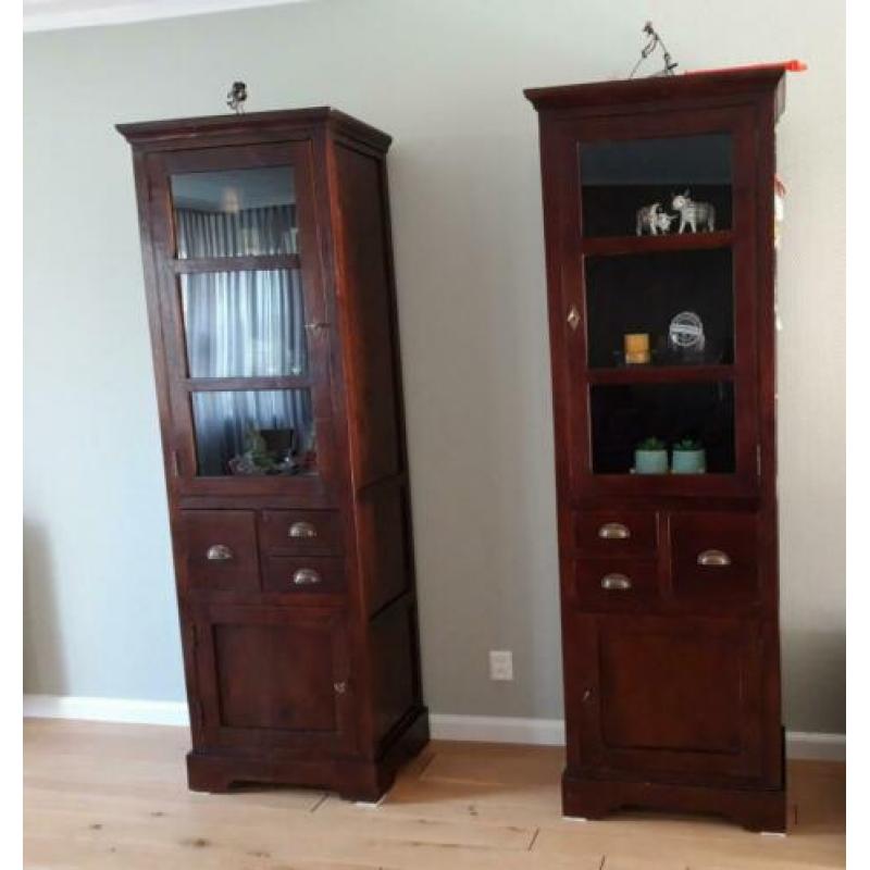 2 vitrinekasten Teak