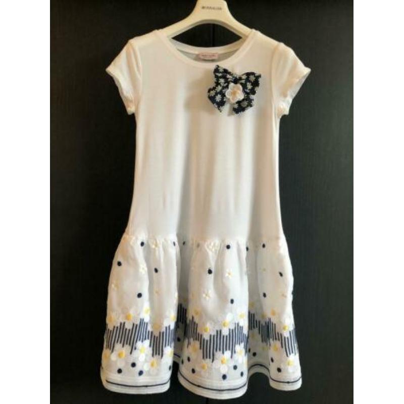 MONNALISA - witte jurk met geborduurde bloemen - 128