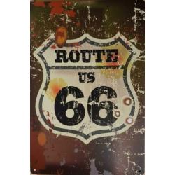 Route 66 Roest look reclamebord wandbord van metaal cafe bar