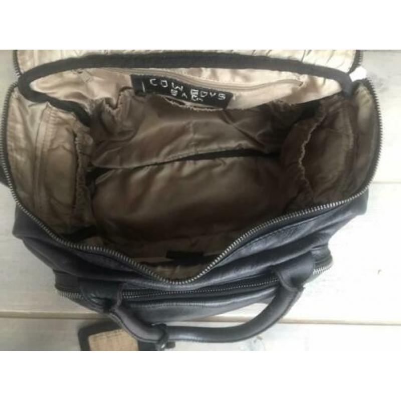 Super nette, zwarte, leren luiertas Cowboysbag